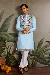 Premium Sky Blue Embroidered Kurta